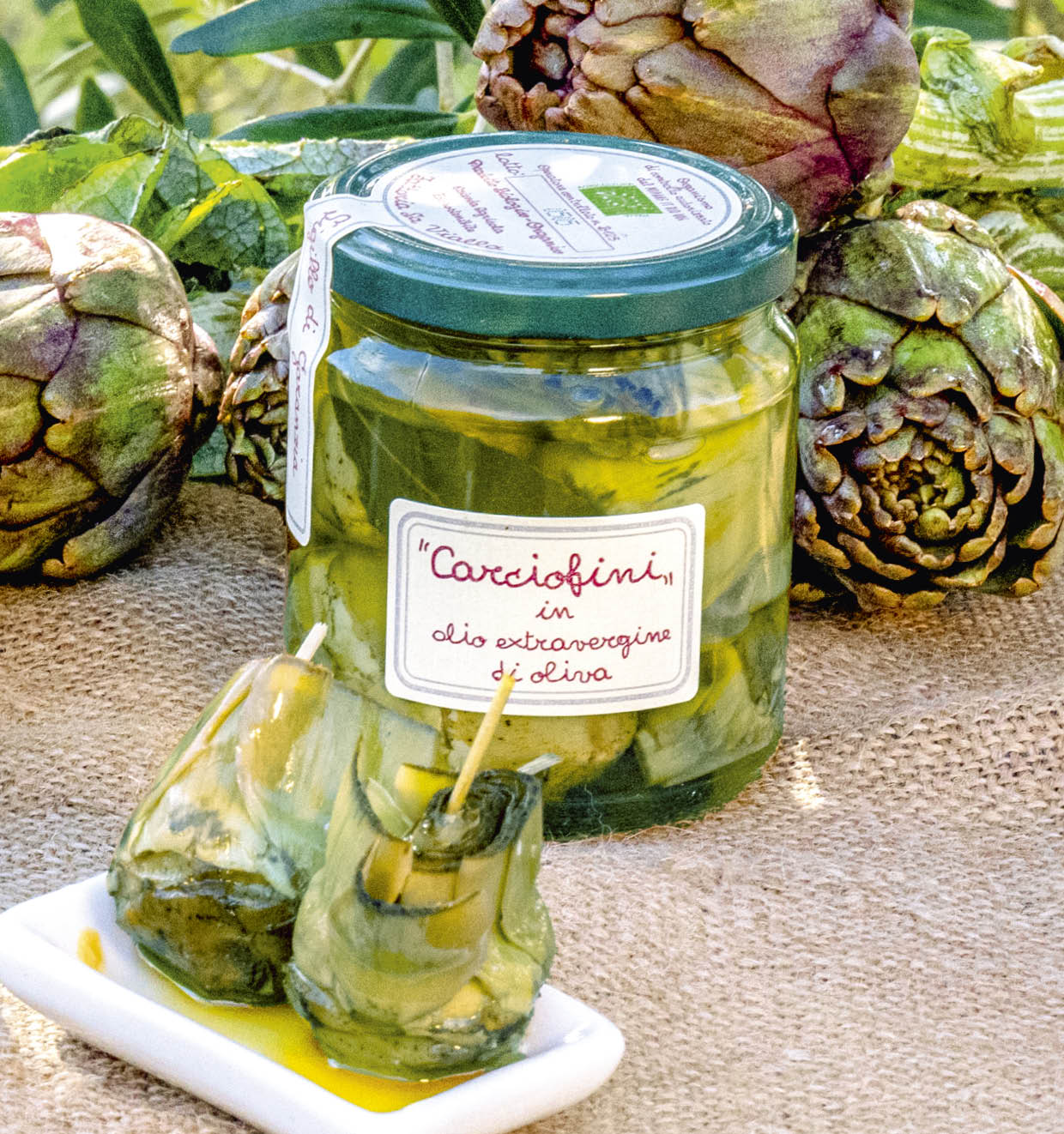 Kleine Artischocken in Olivenöl Extravergine eingelegt