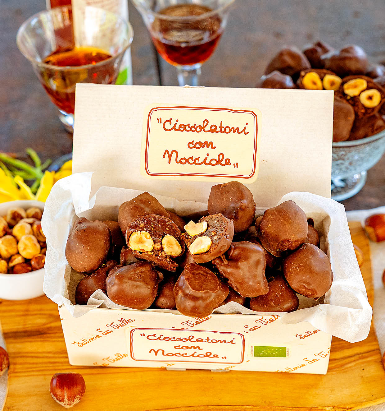 Biologische Pralines met Hazelnoten