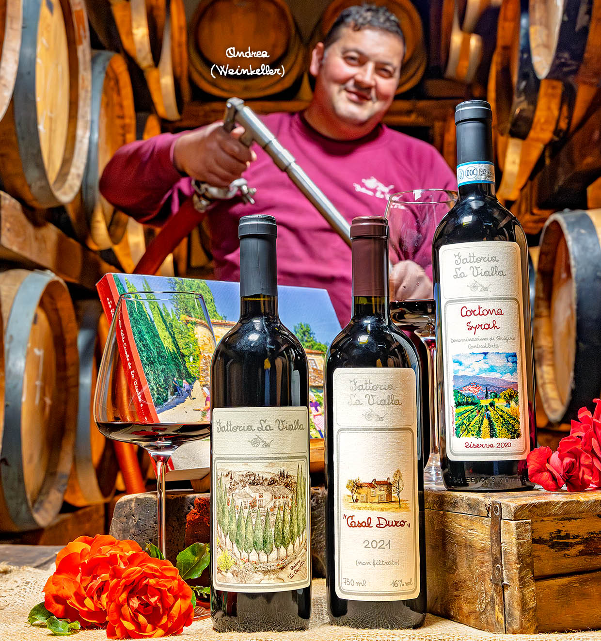 Große toskanische Rotweine in Gold