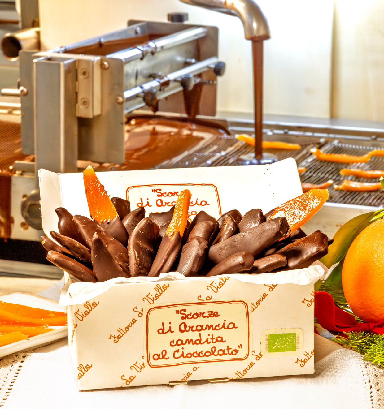 Organic Candied Orange Peel in Chocolate