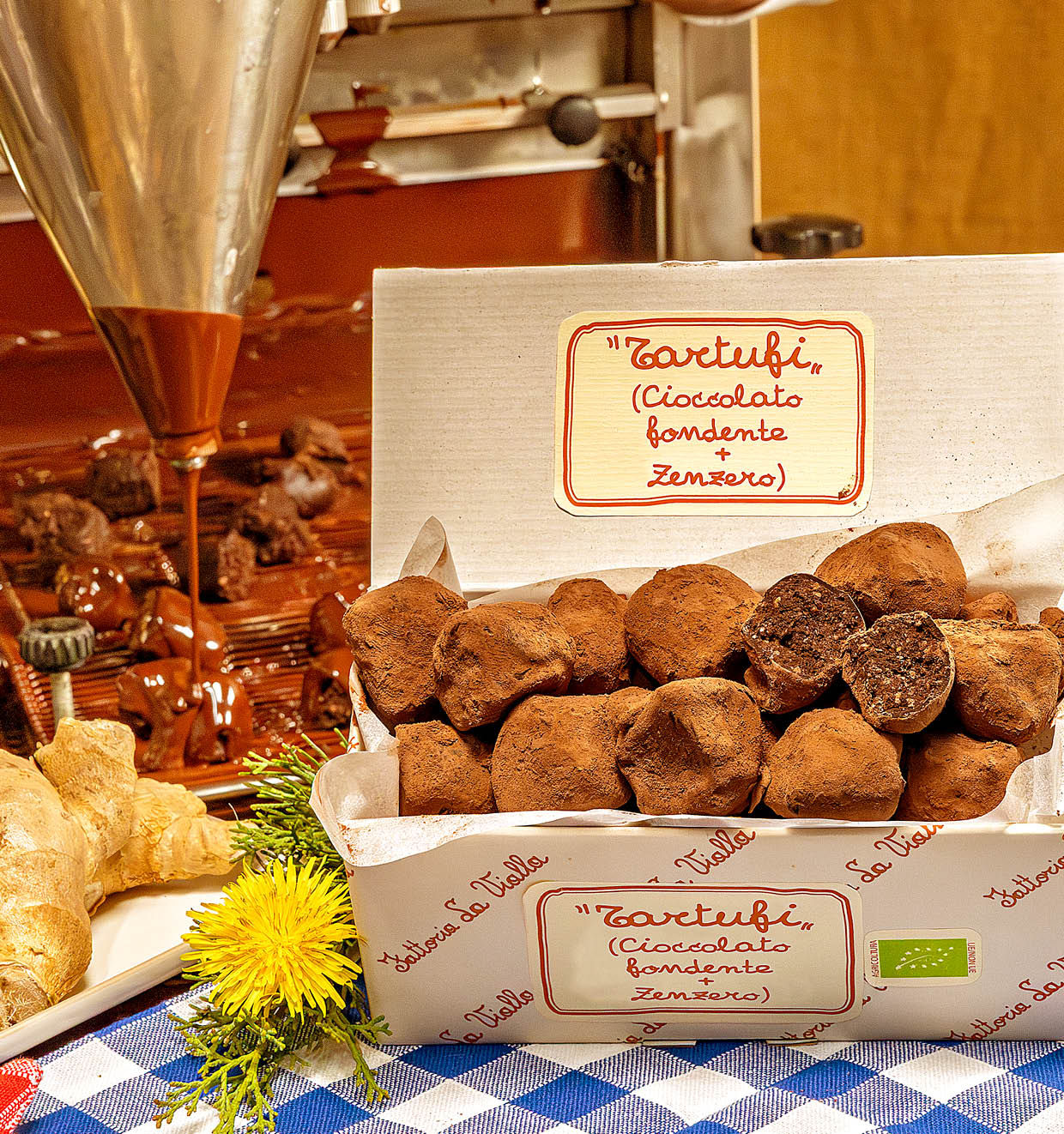 Biologische Zartbittertrüffel mit Ingwer