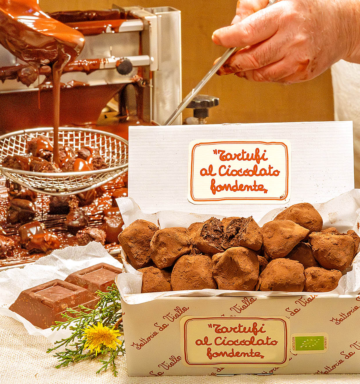 Biologische pure chocoladetruffels